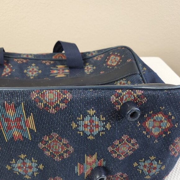 Vtg 90s Diane Von Furstenburg Navajo Aztec Print Tapestry Weekend Bag - Picture 7 of 11